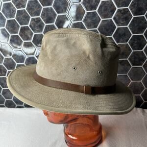 Vintage Henschel Fedora Hat Mens Medium Brown Suede Leather Made in USA